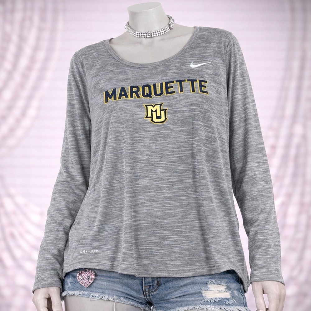 Nike Marquette Golden Eagles Long Sleeve Shirt Womens Large Dri Fit Athletic Cut